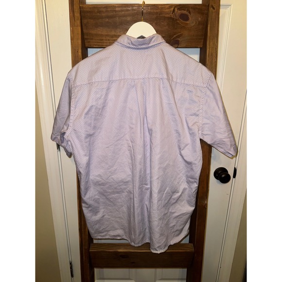 Peter Millar Mens XL Short Sleeve Button Down Shirt Blue Geo Pattern - Picture 2 of 3